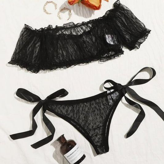 Valentine's day intimates Womens see through Sexy lingerie Two pieces